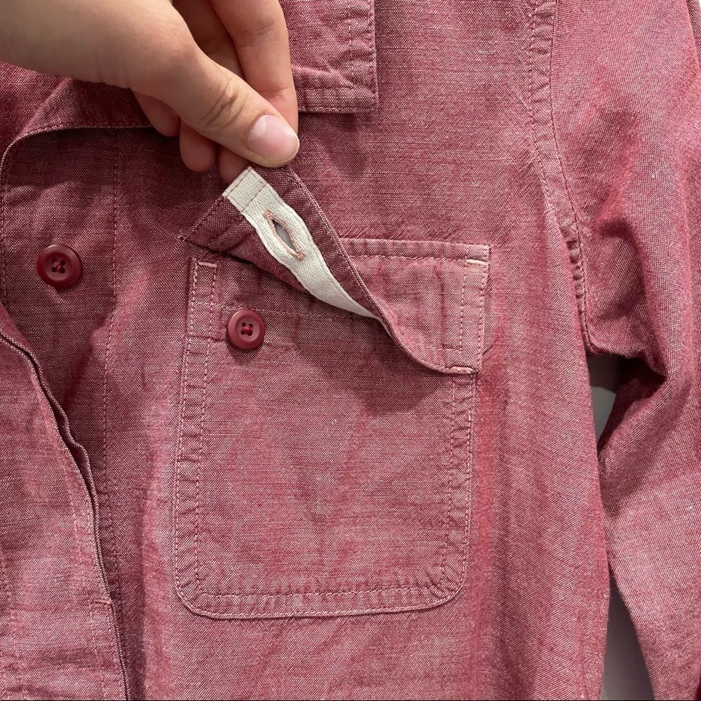 Patagonia Women’s Long Sleeve Chambray Shirt Button Down Size 2 Red - Picture 4 of 8